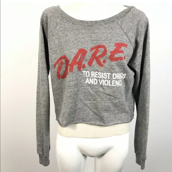 Recycled Karma Tops - D.A.R.E. Crop Tee to resist drugs and violence